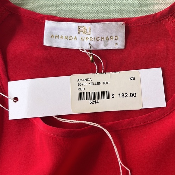 Amanda Uprichard Red,‎ Slik Cold Shoulder Long Sleeve Kellen Top NWT - Picture 3 of 6